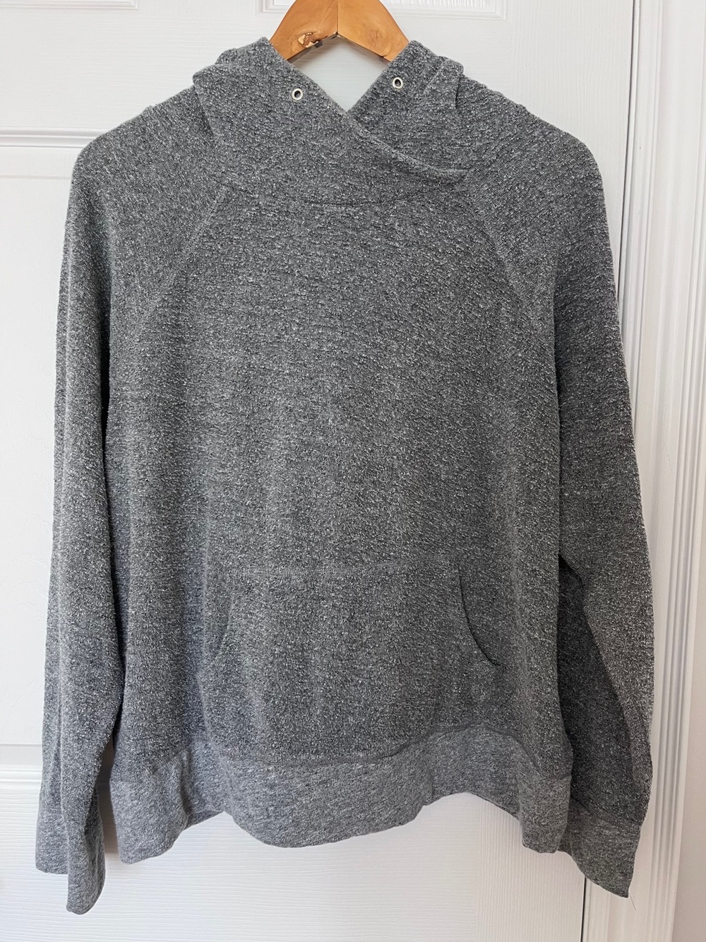 Monrow Heather Grey Terry Cloth Cotton Hoodie